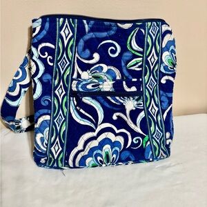 Vera Bradley Quilted Cotton Crossbody Blue White and Green Patterned Bag
